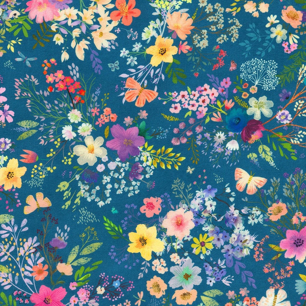 Unicorn Meadow Floral in Blue