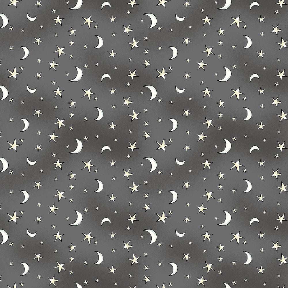 Halloween Parade Moon and Stars in Grey