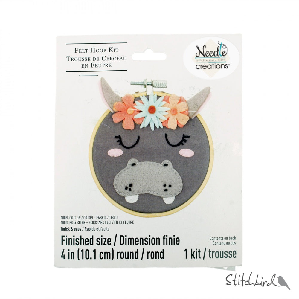 Hippo Felt Embroidery Kit