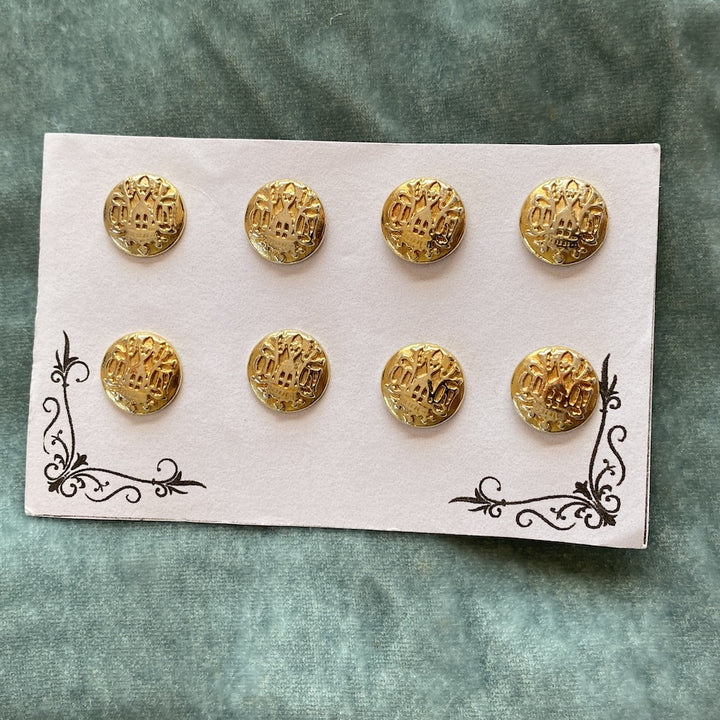 Vintage Gold Tone Crest Shank Buttons