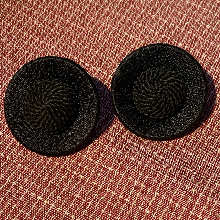 Vintage Black Woven Coat Buttons Set of 2