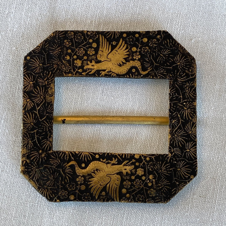 Antique Brass Buckle/Slider with Dragons Engraved