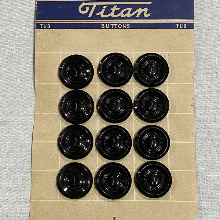 1940-50's Black Titan Buttons 25mm on Card