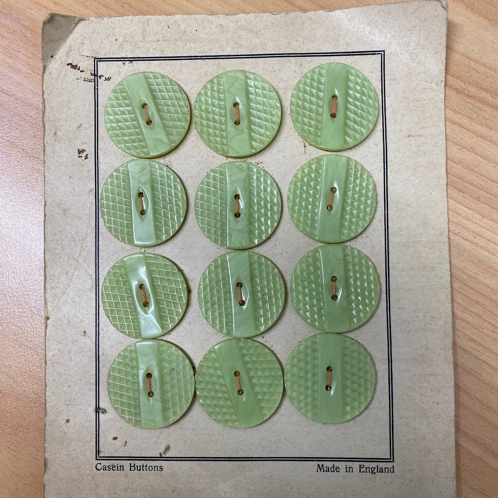 1940's-1950's Green Casein Buttons on Card