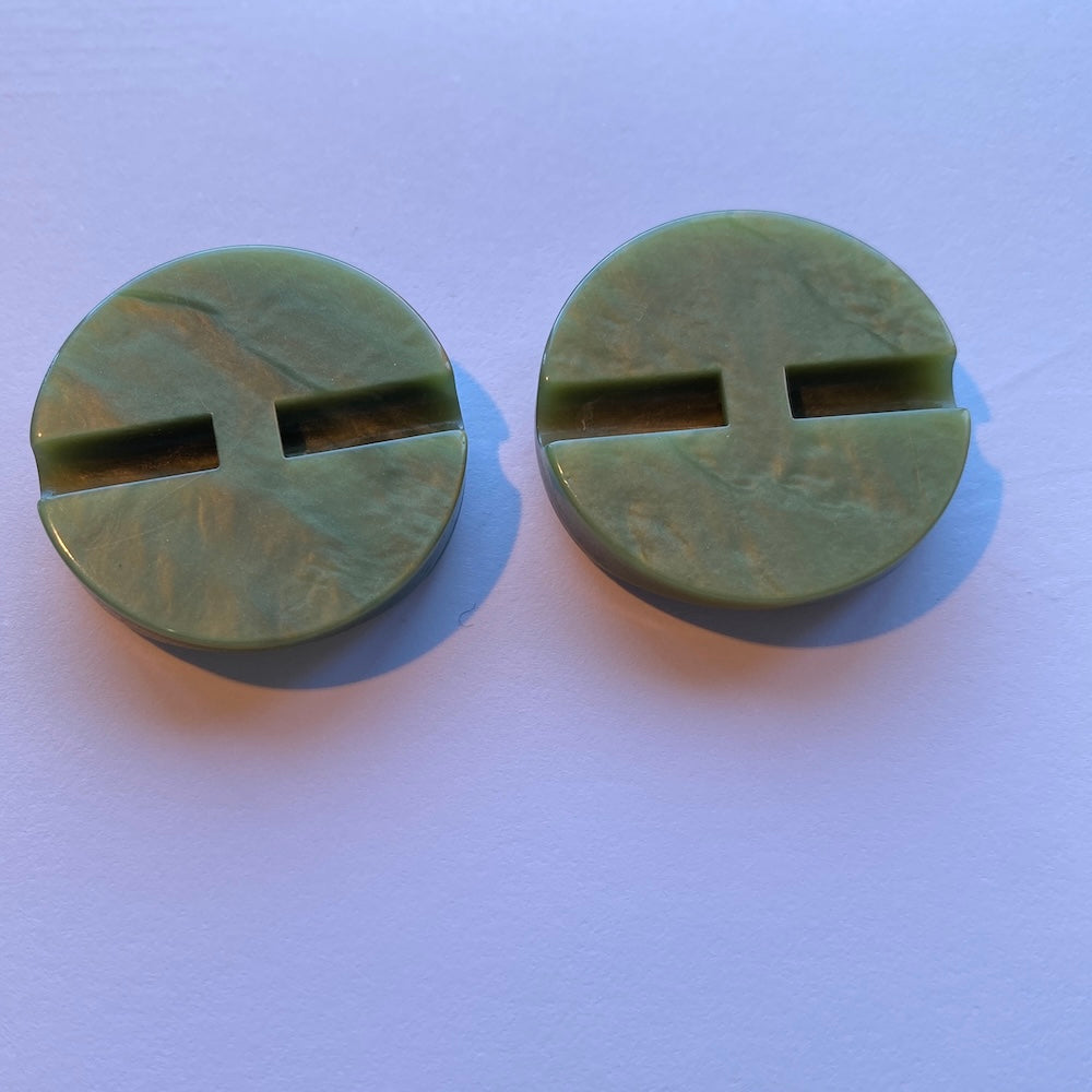 1950's  Moulded Light Green Coat Buttons 33mm