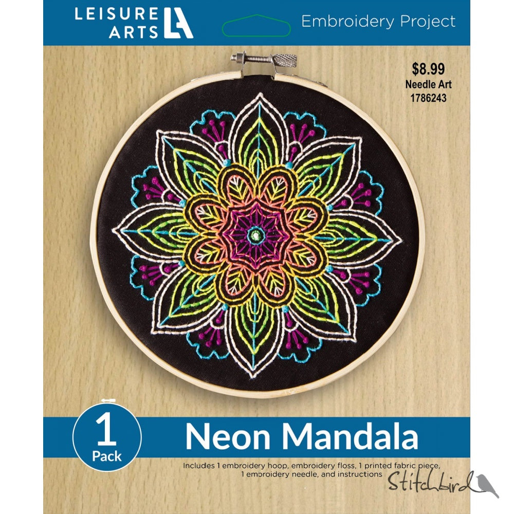 Neon Mandala Embroidery Kit