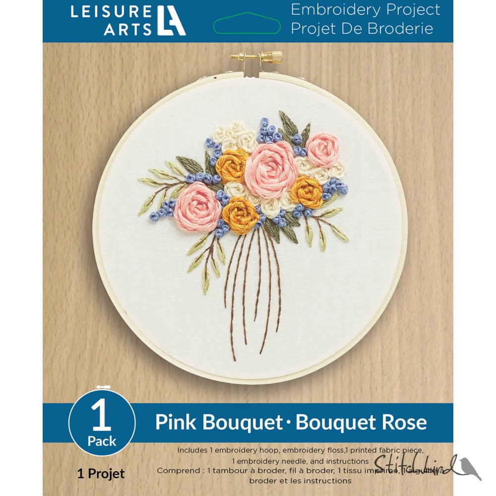 Pink Bouquet - Bouquet Rose Embroidery Kit