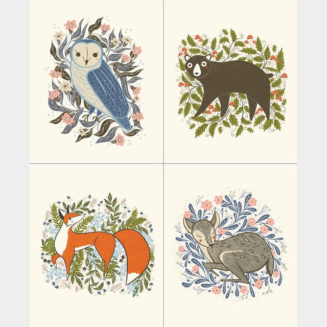 Woodland Wonder Floral Animal Panel